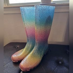 Sparkly Rainbow Rain Boots